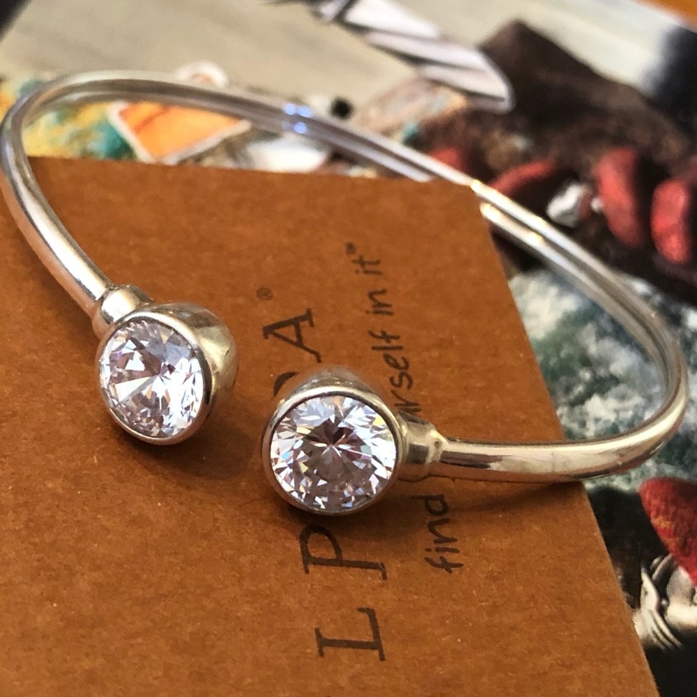 Silpada Flexible Sterling Silver Cubic Zirconia Punctuation Cuff Bracelet B2400